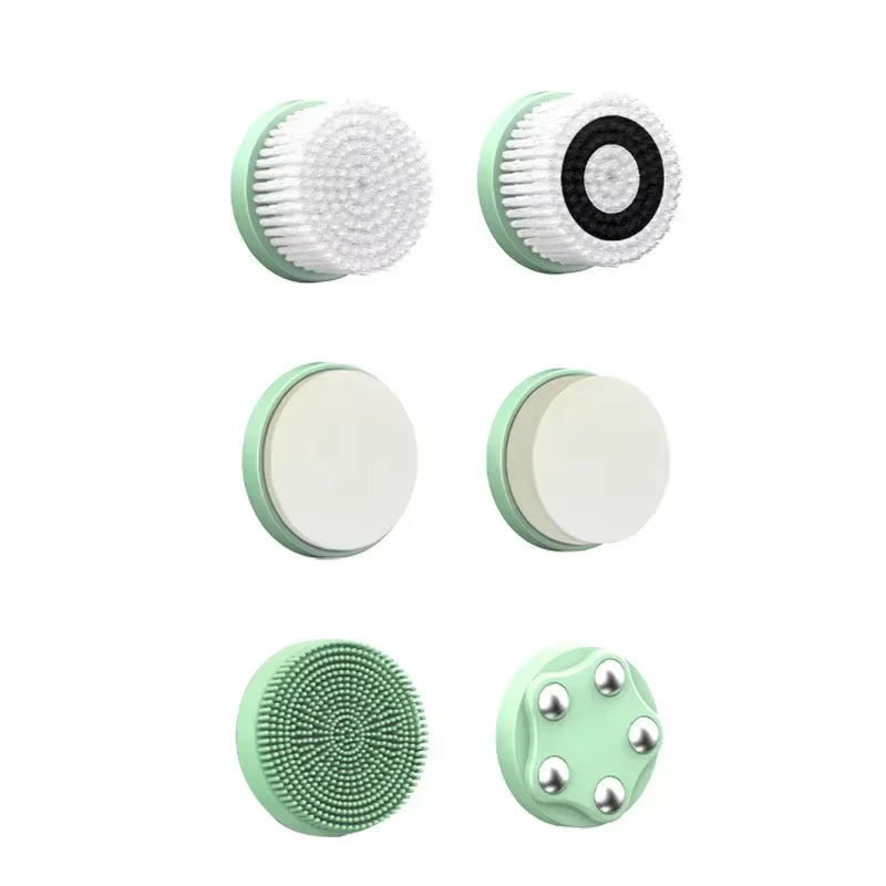 6 in 1 Electric Cleansing Brush Ultrasonic Facial Cleaner Rotating Cleansing Face Deep Cleansing Exfoliation & Gentle Skincare