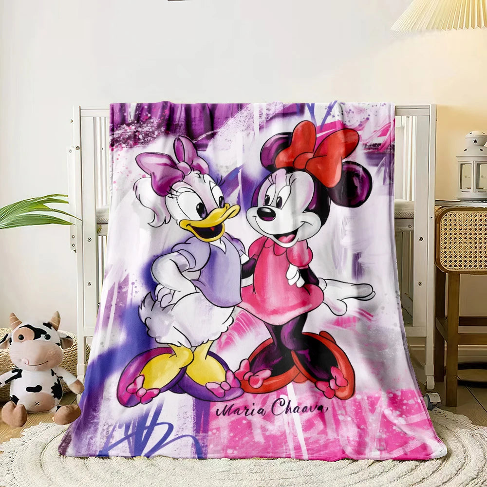 MINISO Mickey Donald Duck Cartoon Print Blanket.Oversized Soft Warm Flannel All-season Blanket.Use Sofas,Picnic,Camping Blankets
