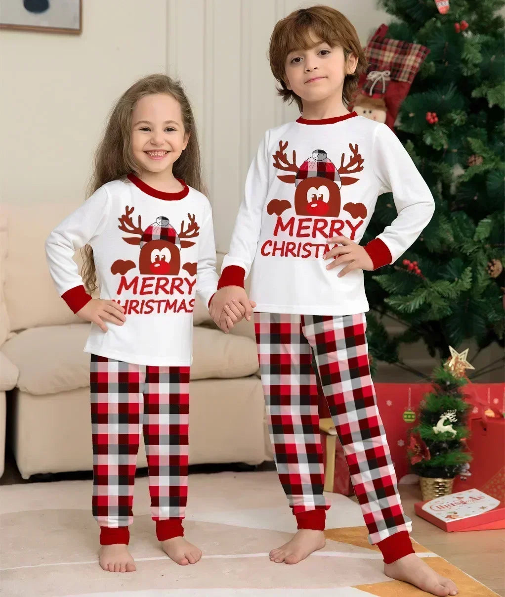 2025 New Women Men Boys Girls Christmas Pajama Set Cartoon Print Xmas Family Look Soft Cute Sleepwear 2 Pieces Suit Home Clothes