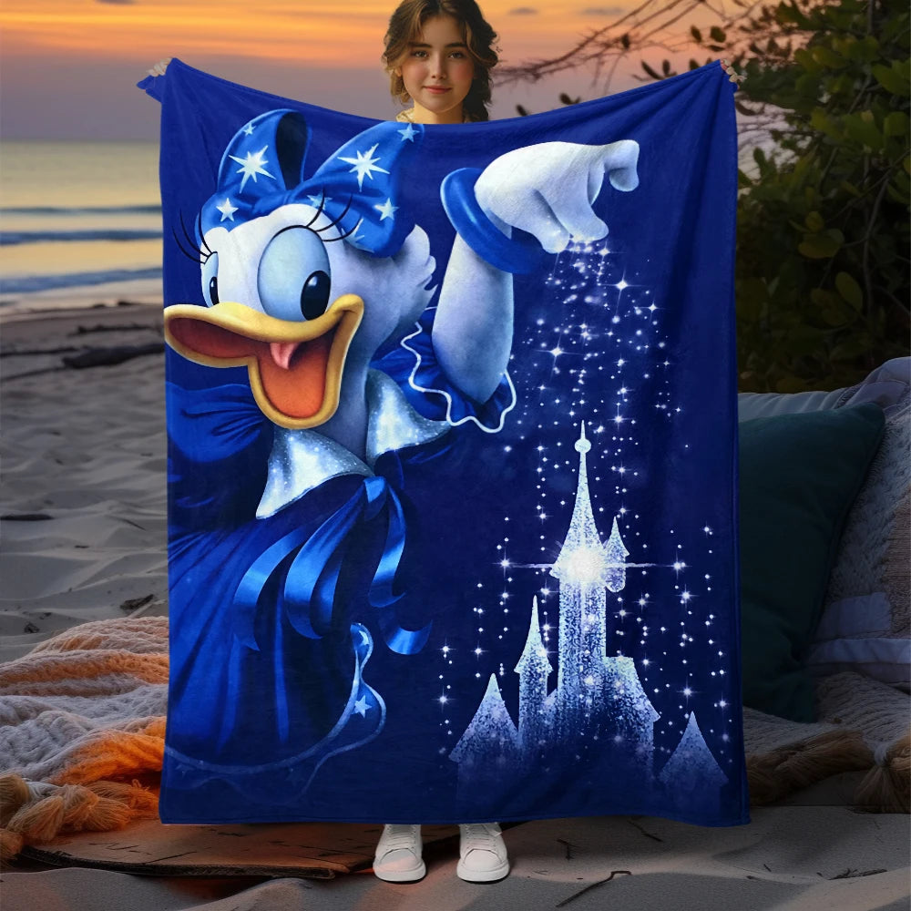 MINISO Mickey Donald Duck Cartoon Print Blanket.Oversized Soft Warm Flannel All-season Blanket.Use Sofas,Picnic,Camping Blankets