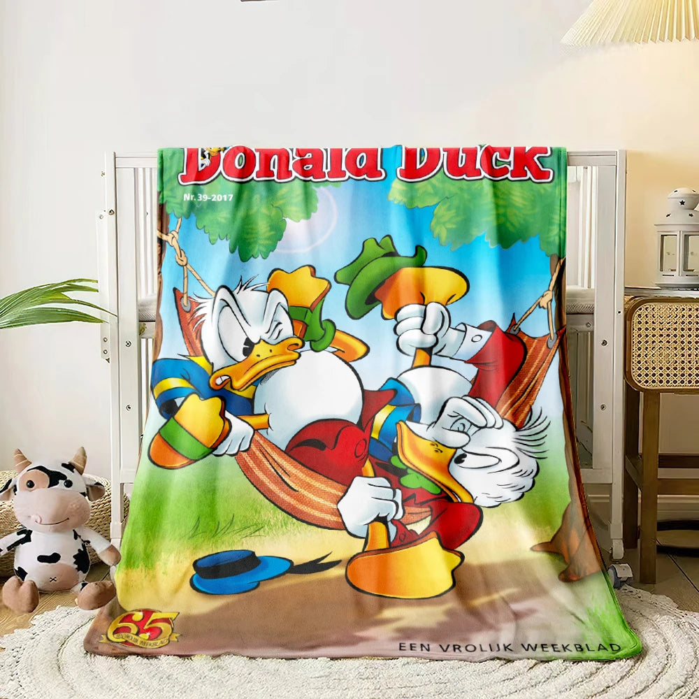 MINISO Mickey Donald Duck Cartoon Print Blanket.Oversized Soft Warm Flannel All-season Blanket.Use Sofas,Picnic,Camping Blankets