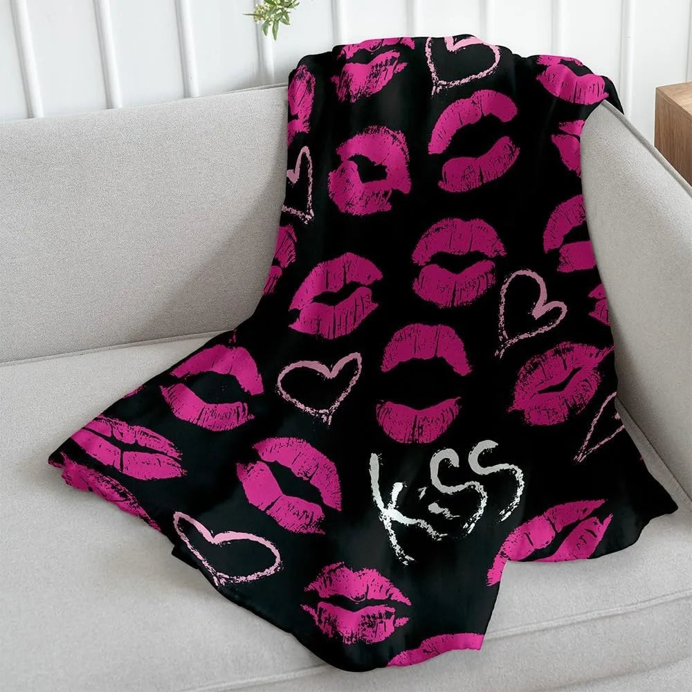 Valentine Love Blanket Gnome Hearts Buffalo Plaid for Couch Lightweight Warm Cozy Blankets, Valentine's Day Gifts for Women