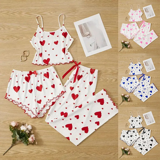 Casual Printed Pajamas For Women Two Pieces Sleepwear Women's Pajama Trousers Loungewear Sets Nightwear Female Home Suit Clothes