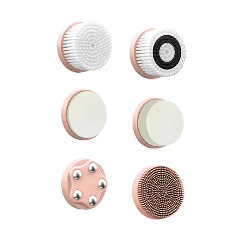 6 in 1 Electric Cleansing Brush Ultrasonic Facial Cleaner Rotating Cleansing Face Deep Cleansing Exfoliation & Gentle Skincare