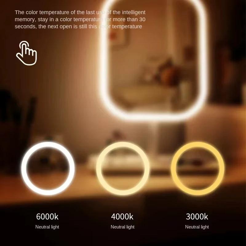 Miroir LED 3 Couleurs Rechargeable