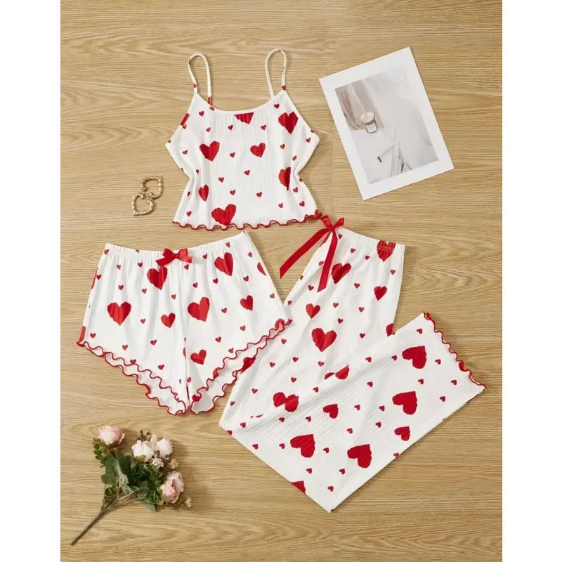 Casual Printed Pajamas For Women Two Pieces Sleepwear Women's Pajama Trousers Loungewear Sets Nightwear Female Home Suit Clothes