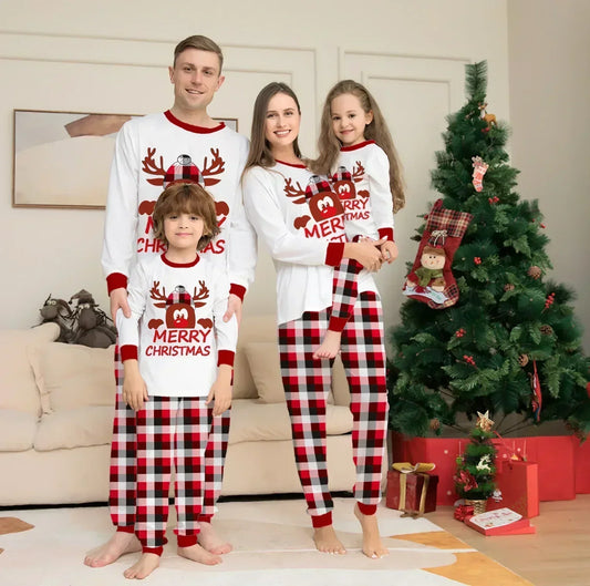 2025 New Women Men Boys Girls Christmas Pajama Set Cartoon Print Xmas Family Look Soft Cute Sleepwear 2 Pieces Suit Home Clothes