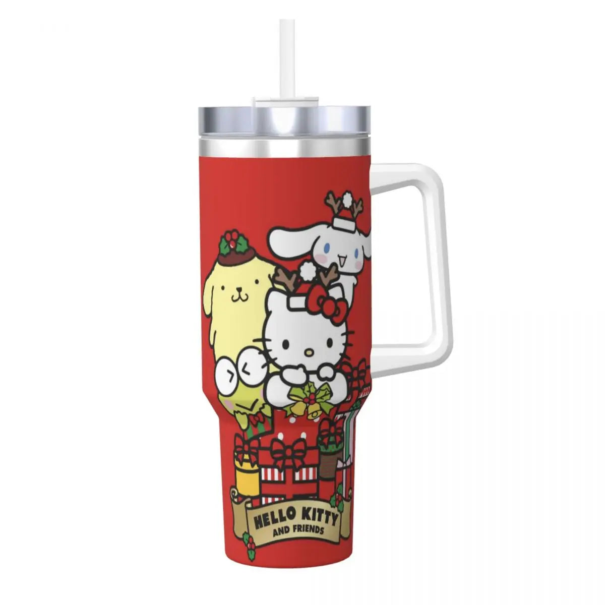 Hello Kitty & Friends Merry Christmas Tumbler Cold and Hot Water Bottle Leakproof Stainless Steel Thermal Cups Travel Car Mugs