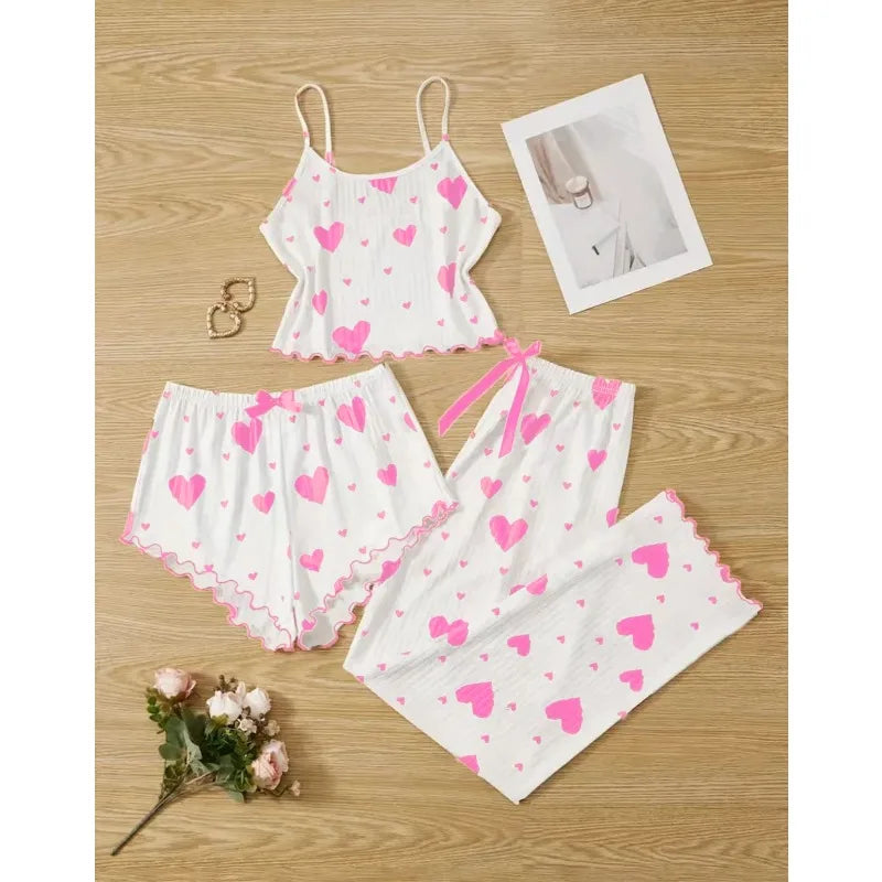 Casual Printed Pajamas For Women Two Pieces Sleepwear Women's Pajama Trousers Loungewear Sets Nightwear Female Home Suit Clothes