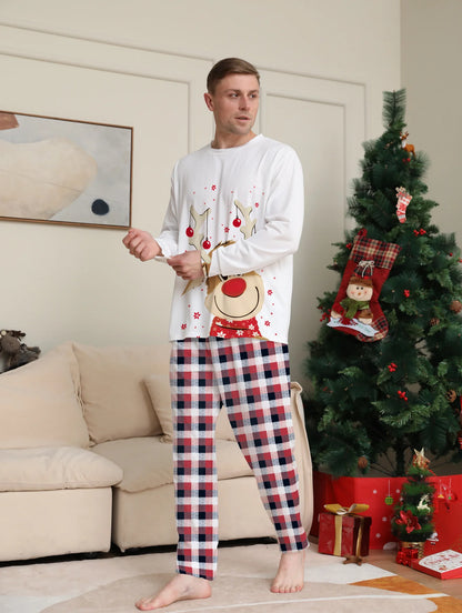 Family Matching Christmas Pajamas 2025 New Xmas Deer Print Dad Mommy And Me Christmas Costume Dog Clothes