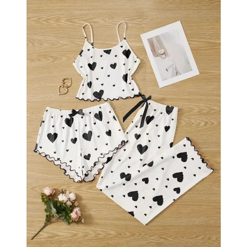 Casual Printed Pajamas For Women Two Pieces Sleepwear Women's Pajama Trousers Loungewear Sets Nightwear Female Home Suit Clothes
