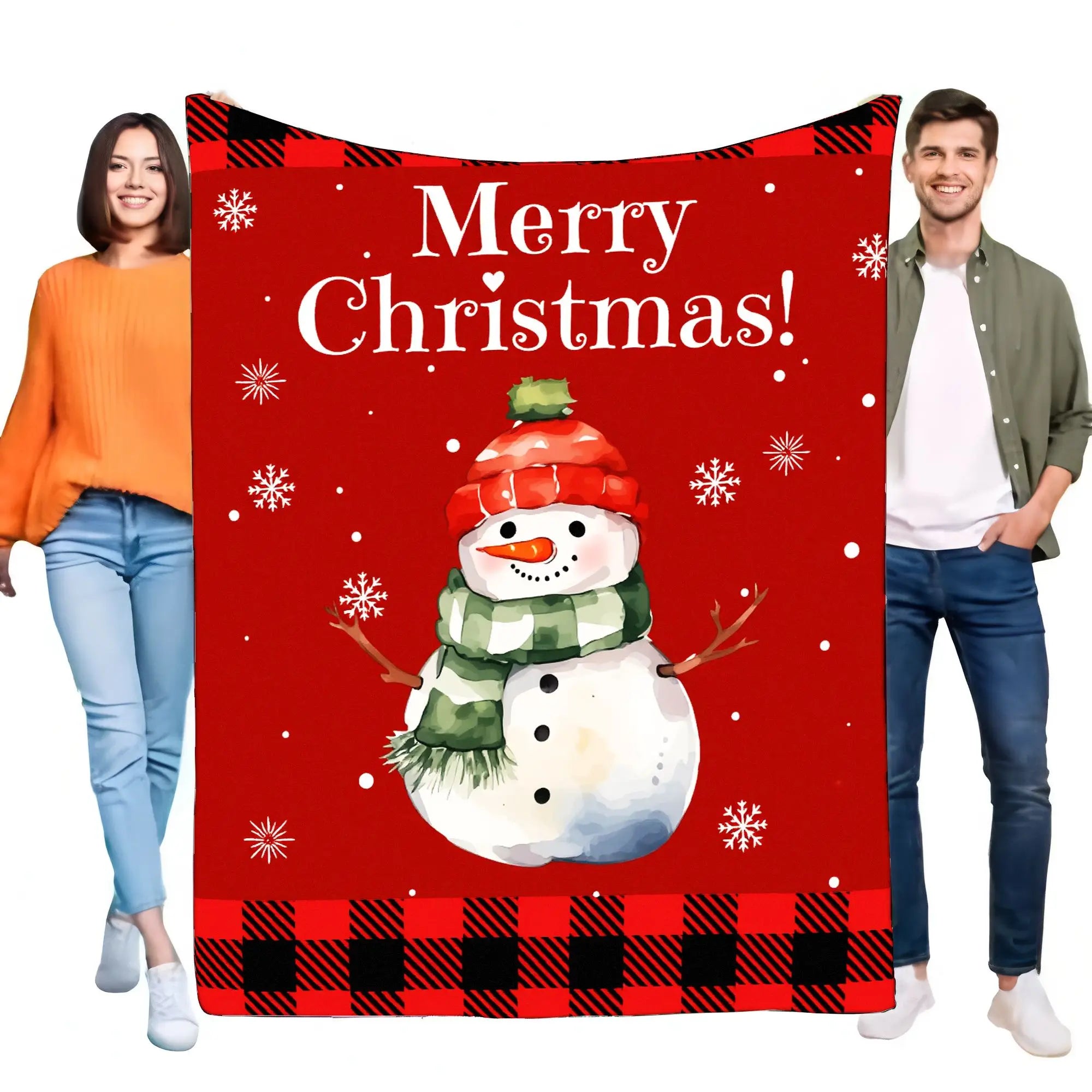 Merry Christmas Snowman Blanket Cozy Soft Plush Throw for Bed and Sofa Warm Lightweight Holiday Gift Perfect for Family and Frie