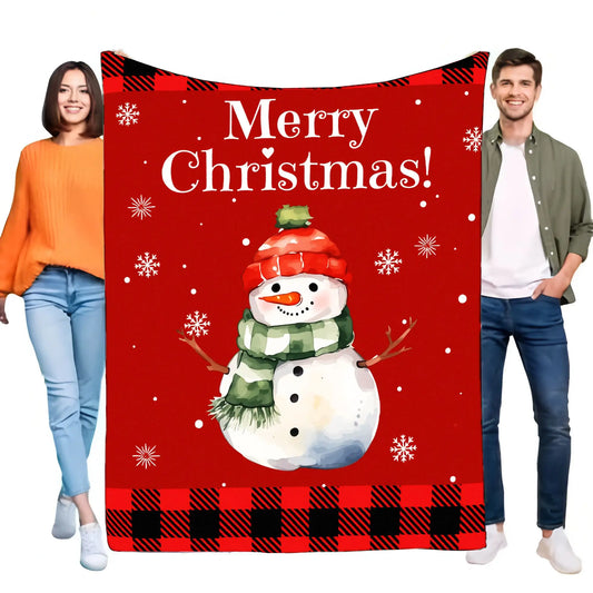 Merry Christmas Snowman Blanket Cozy Soft Plush Throw for Bed and Sofa Warm Lightweight Holiday Gift Perfect for Family and Frie